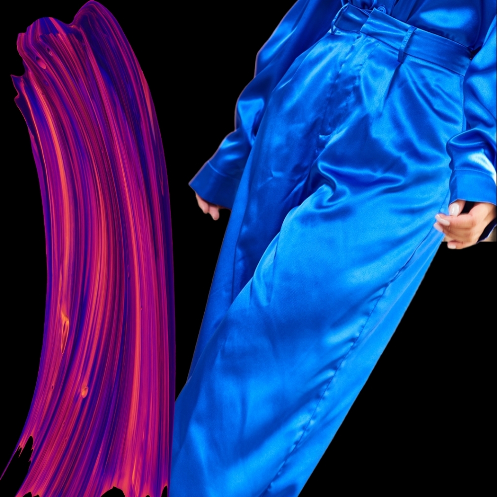 NWT PRETTYLITTLETHING blue satin trousers